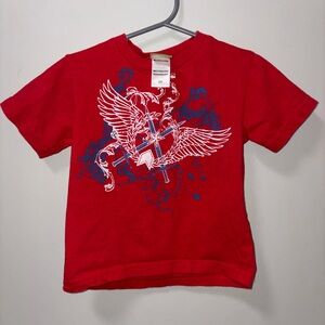 Kidgets red short sleeve tee cross nails wings graphic Boys 3T